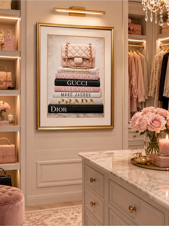 CocoAndCameo Other - Luxury Fashion Book Stack 8x10 Fine Art Print | Blush Glam Closet Wall Décor